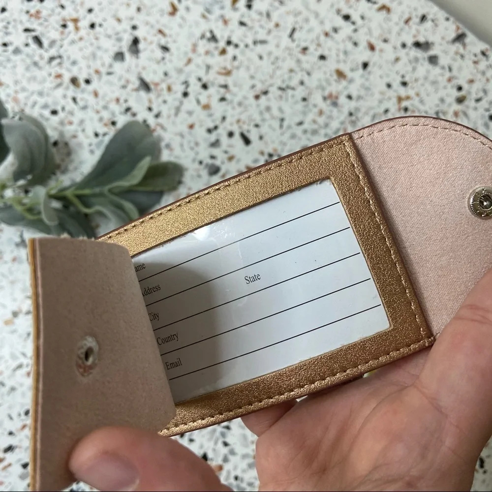 Luggage Tag Rose Gold Travel Vacation accessories UNDERSTATED LEATHER - Picture 4 of 12